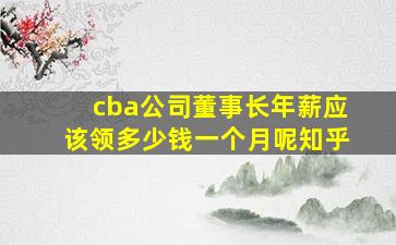 cba公司董事长年薪应该领多少钱一个月呢知乎