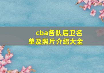 cba各队后卫名单及照片介绍大全