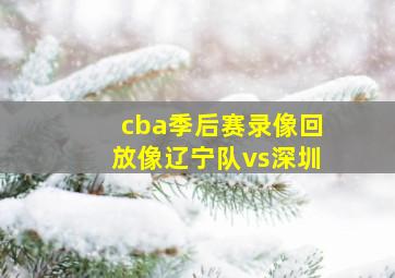 cba季后赛录像回放像辽宁队vs深圳