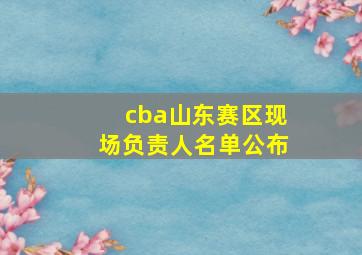 cba山东赛区现场负责人名单公布