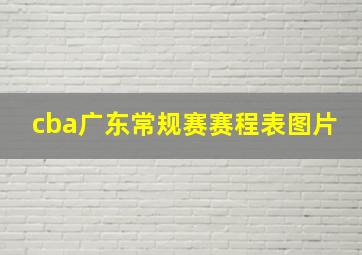 cba广东常规赛赛程表图片