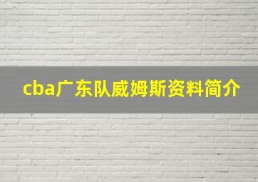 cba广东队威姆斯资料简介