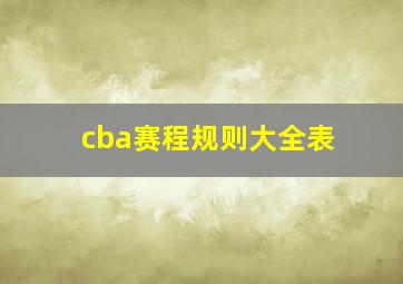 cba赛程规则大全表