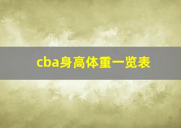 cba身高体重一览表