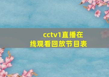 cctv1直播在线观看回放节目表