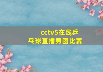 cctv5在线乒乓球直播男团比赛