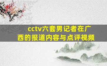 cctv六套男记者在广西的报道内容与点评视频