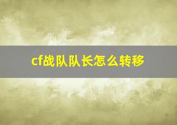 cf战队队长怎么转移