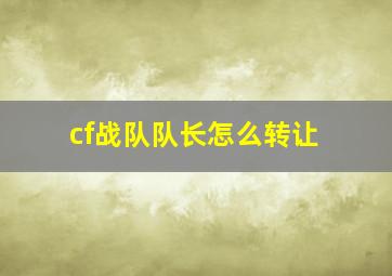 cf战队队长怎么转让