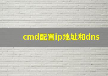 cmd配置ip地址和dns