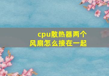 cpu散热器两个风扇怎么接在一起