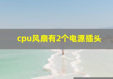 cpu风扇有2个电源插头