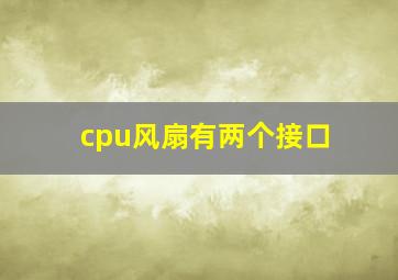 cpu风扇有两个接口