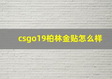 csgo19柏林金贴怎么样