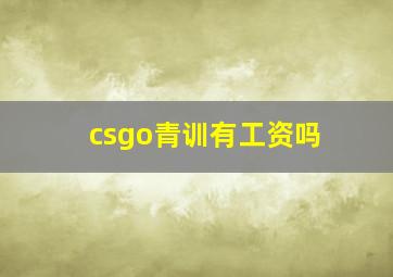 csgo青训有工资吗