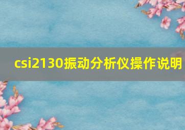 csi2130振动分析仪操作说明