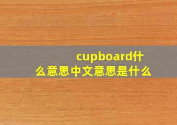 cupboard什么意思中文意思是什么