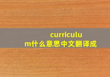 curriculum什么意思中文翻译成