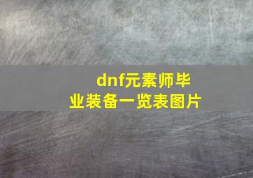 dnf元素师毕业装备一览表图片