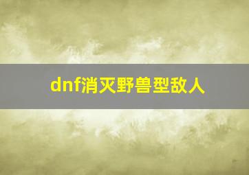 dnf消灭野兽型敌人