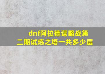 dnf阿拉德谋略战第二期试炼之塔一共多少层