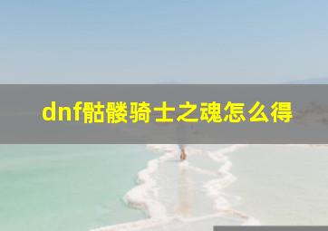 dnf骷髅骑士之魂怎么得