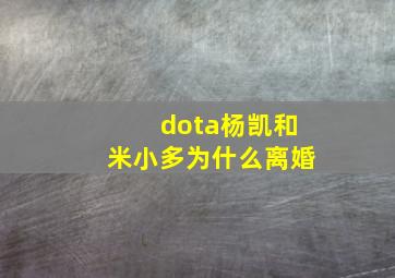 dota杨凯和米小多为什么离婚