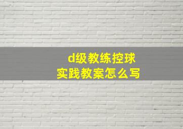 d级教练控球实践教案怎么写