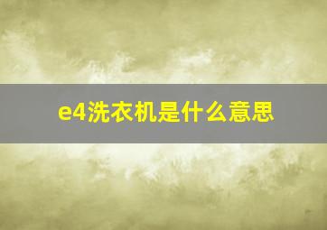 e4洗衣机是什么意思