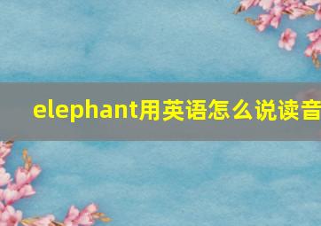 elephant用英语怎么说读音