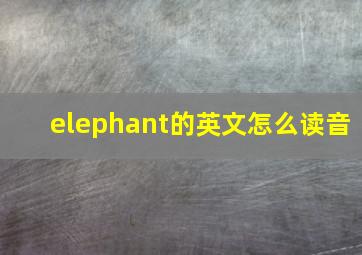 elephant的英文怎么读音