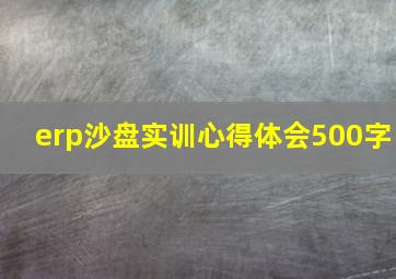 erp沙盘实训心得体会500字