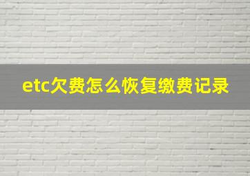 etc欠费怎么恢复缴费记录