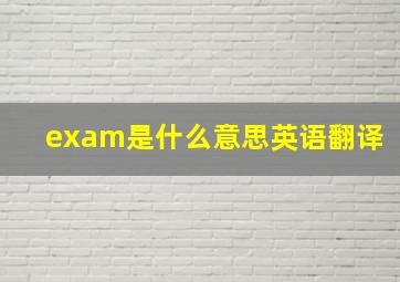 exam是什么意思英语翻译