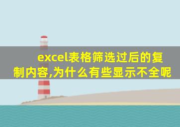 excel表格筛选过后的复制内容,为什么有些显示不全呢