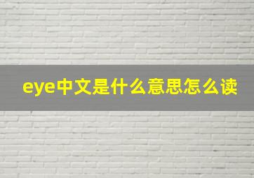 eye中文是什么意思怎么读