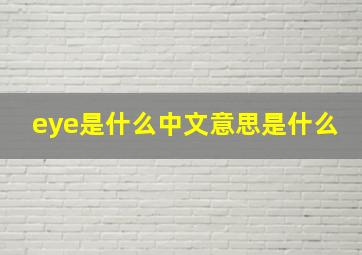 eye是什么中文意思是什么