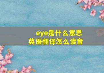 eye是什么意思英语翻译怎么读音