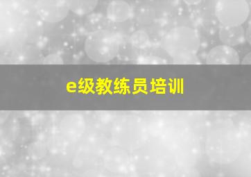 e级教练员培训