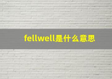 fellwell是什么意思