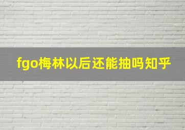 fgo梅林以后还能抽吗知乎