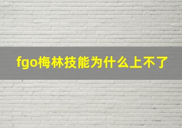 fgo梅林技能为什么上不了