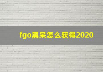 fgo黑呆怎么获得2020