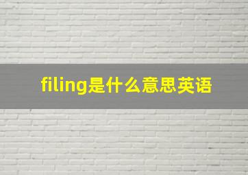 filing是什么意思英语