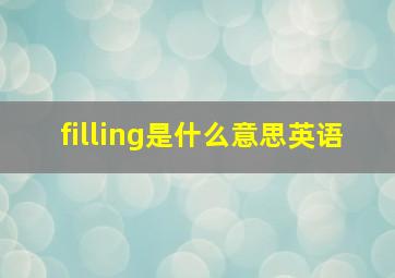 filling是什么意思英语