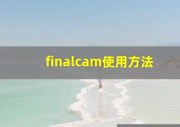 finalcam使用方法