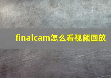 finalcam怎么看视频回放