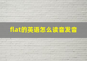 flat的英语怎么读音发音