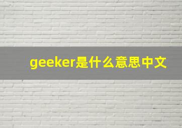 geeker是什么意思中文