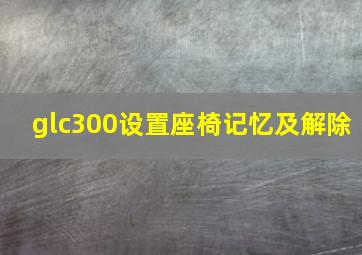 glc300设置座椅记忆及解除